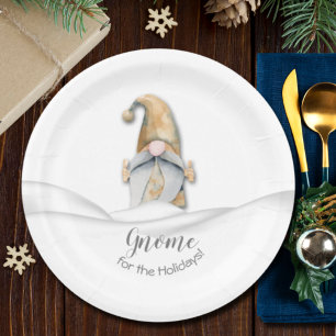 Christmas Gnome Home for the Holidays Paper Plate