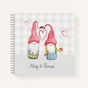 Christmas Gnome In Love Watercolor Hand-painted M Notebook