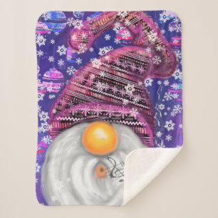 Christmas Gnome In Purple Hat Baby Sherpa Blanket