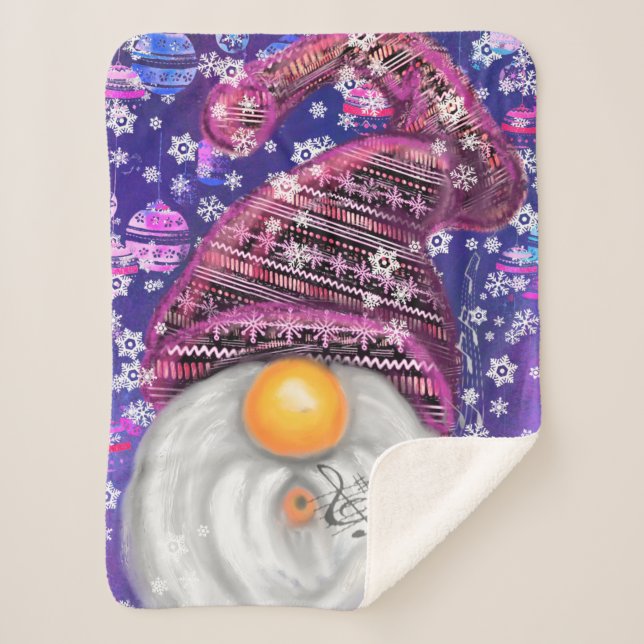 Christmas Gnome In Purple Hat Baby Sherpa Blanket (Front)