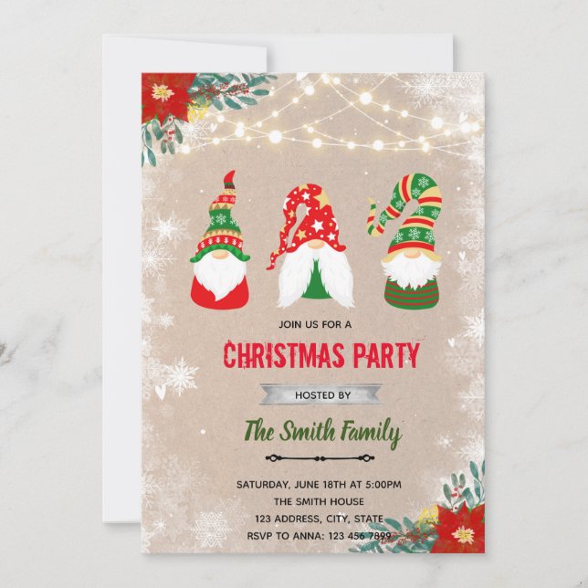 Christmas gnome invitation (Front)