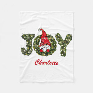 Christmas Gnome Joy Red Green White  Fleece Blanket