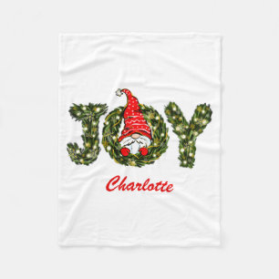 Christmas Gnome Joy Red Green White  Fleece Blanket