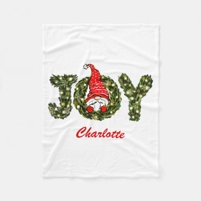 Christmas Gnome Joy Red Green White  Fleece Blanket (Front)