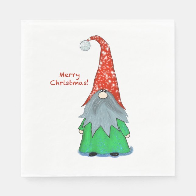 Christmas Gnome Luncheon Napkin (Front)