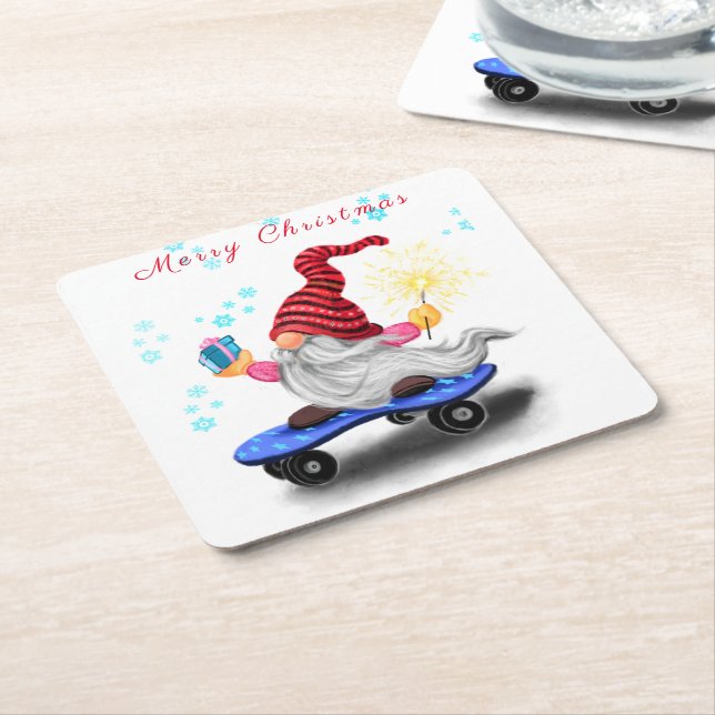 Christmas Gnome Paper Coaster (Angled)