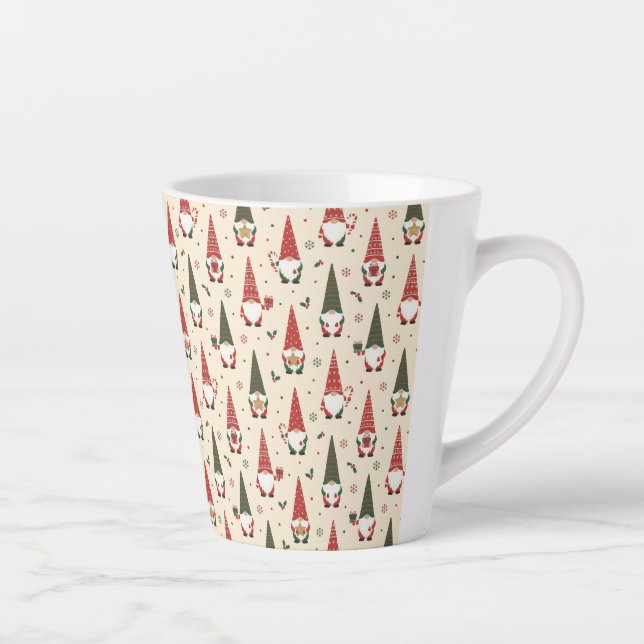 Christmas Gnome Party Pattern Latte Mug (Right)