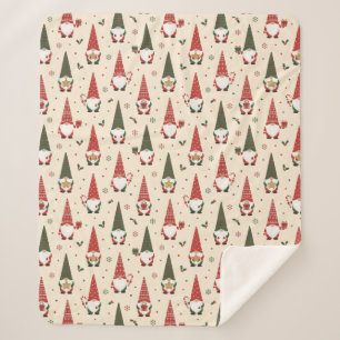 Christmas Gnome Party Pattern Sherpa Blanket