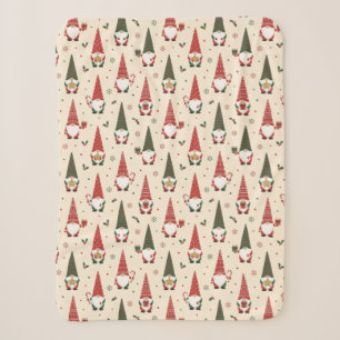 Christmas Gnome Party Pattern Sherpa Blanket