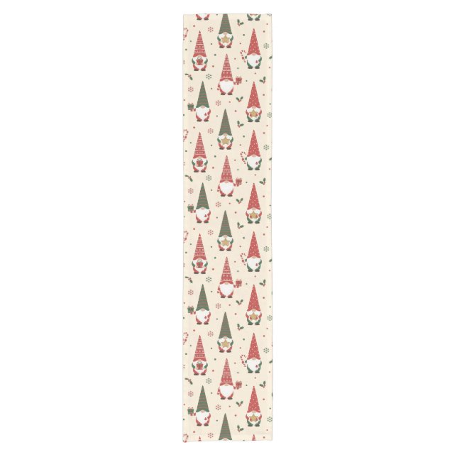 Christmas Gnome Party Pattern Short Table Runner (Front)