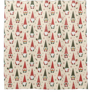 Christmas Gnome Party Pattern Shower Curtain