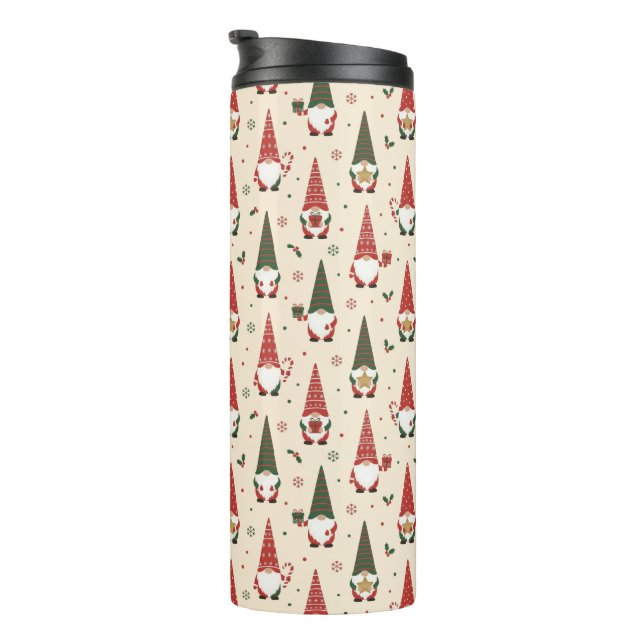Christmas Gnome Party Pattern Thermal Tumbler (Rotated Right)