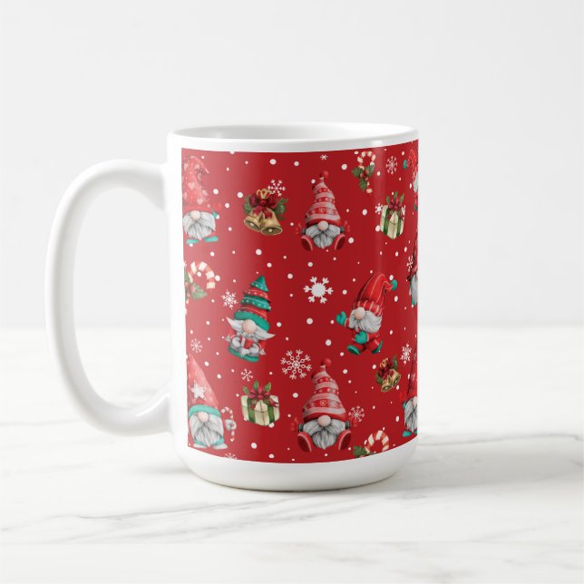 Christmas Gnome Pattern 15 oz Classic Mug (Left)