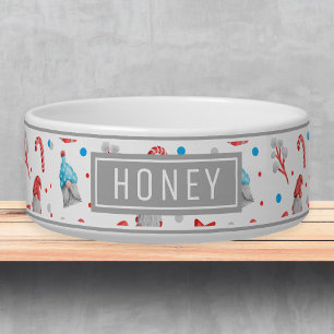 Christmas Gnome Pattern Name Template Pet Bowl