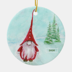 Christmas Gnome Personalised Ceramic Ornament