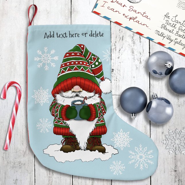 Christmas Gnome Red Green Cute Small Christmas Stocking (Creator Uploaded)
