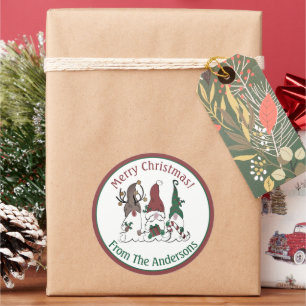 Christmas Gnome Santa Elf Reindeer Festive Xmas Classic Round Sticker