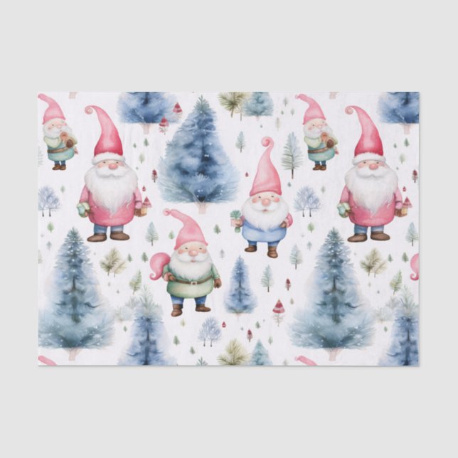 Christmas Gnome Seamless Pattern Tissue Paper (Front)