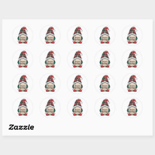 Christmas Gnome Season's Greetings Classic Round Sticker