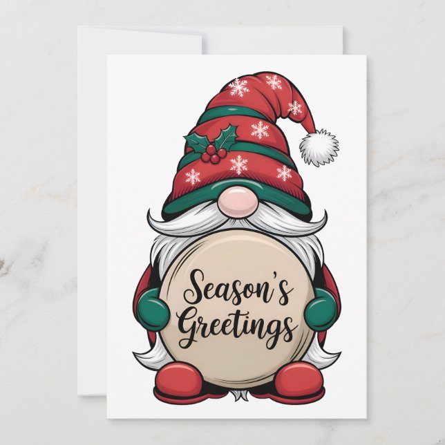 Christmas Gnome Season's Greetings Invitation (Front)