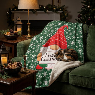 Christmas Gnome   Sherpa Blanket