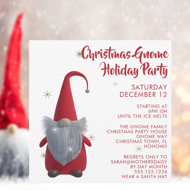 Christmas Gnome Snowflake Holiday Party Invitation (Gnome party? Need invitations for that? Just add your party details)