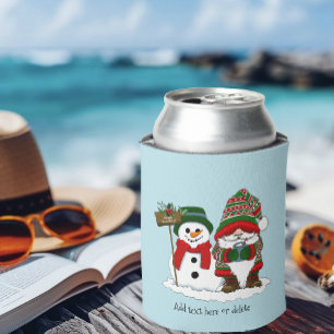 Christmas Gnome Snowman Cute Can Cooler