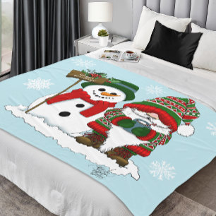Christmas Gnome Snowman Cute Fleece Blanket