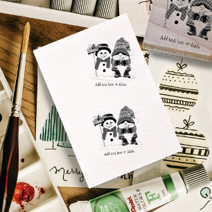 Christmas Gnome Snowman Cute Rubber Stamp
