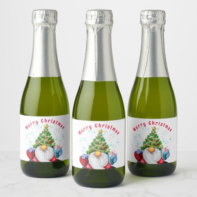 Christmas Gnome Sparkling Wine Labels (Bottles)