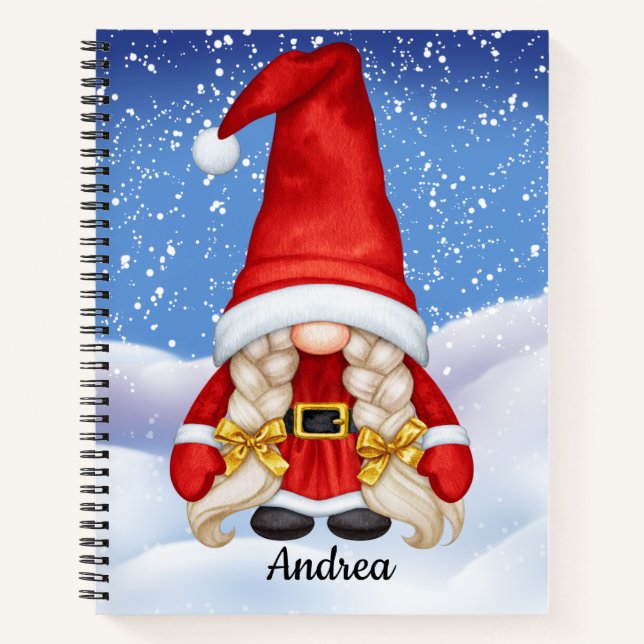Christmas Gnome Spiral Notebook (Front)