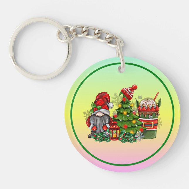 Christmas Gnome Sublimation-64340 Key Ring (Front)