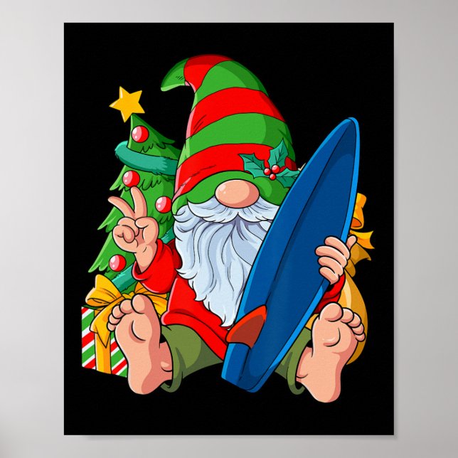 Christmas Gnome Surfing  Poster (Front)