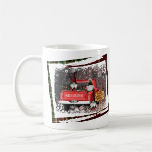 Christmas Gnome Sweet Gnome Red Truck Plaid Rustic Coffee Mug