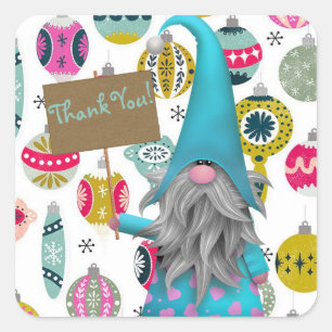 Christmas Gnome Thank You Square Sticker