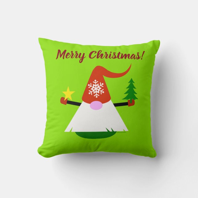 Christmas Gnome Throw Pillow (Front)