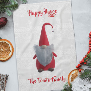 Christmas Gnome Tomte Nisse Name Scandi Style Tea Towel