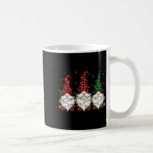 Christmas Gnome Trio Buffalo Plaid Lights Cute Xma Coffee Mug