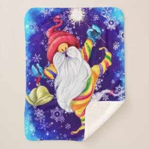 Christmas Gnome with Bells Sherpa Blanket Gift