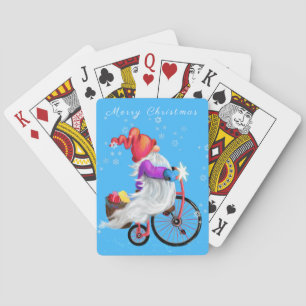 Christmas Gnome with Bike and Gifts For Everyone Playing Cards