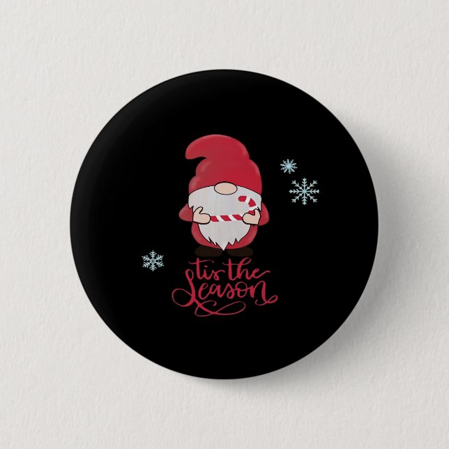 Christmas Gnome With Candycane 6 Cm Round Badge (Front)
