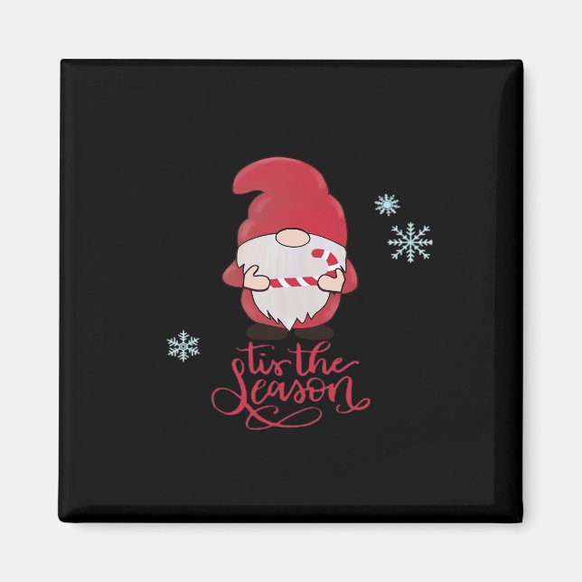 Christmas Gnome With Candycane Magnet (Front)