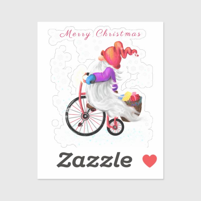 Christmas Gnome with Gift Sticker (Sheet)