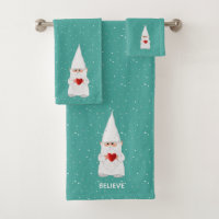 Christmas Gnome with Heart on Teal