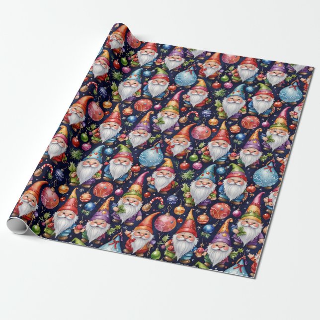 Christmas Gnome Wrapping Paper (Unrolled)