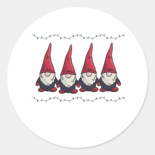 Christmas Gnome Xmas Gift Classic Round Sticker (Front)