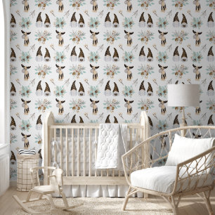 Christmas Gnomes and Reindeer Cute Nursery Wallpaper