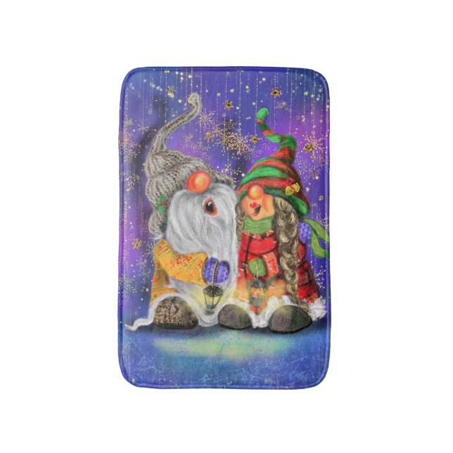 Christmas Gnomes Bath Mat (Front Vertical)