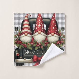 Christmas gnomes bath towel set