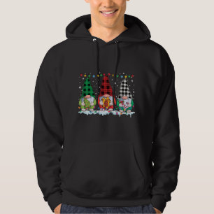 Christmas Gnomes Buffalo Plaid Red White Green Xma Hoodie
